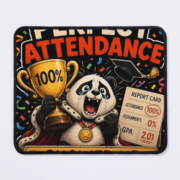 Item preview, Perfect Attendance Showed Up Funny Panda Student Meme designed and sold by Easternpantry.