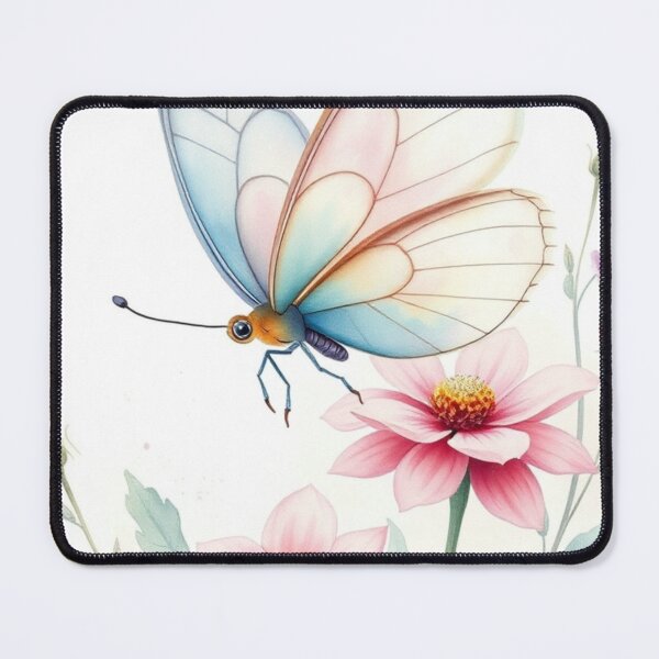 Item preview, Pastel Blue and Pink Butterfly Floral Art designed and sold by Vida e Arte.