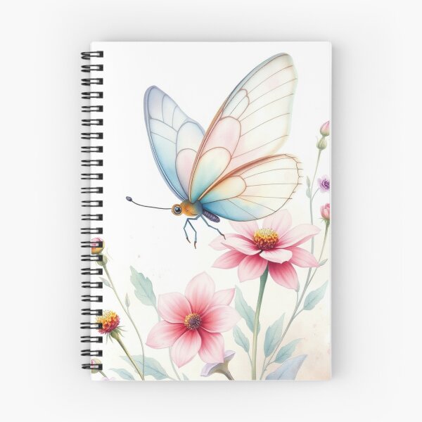 Item preview, Pastel Blue and Pink Butterfly Floral Art designed and sold by Vida e Arte.
