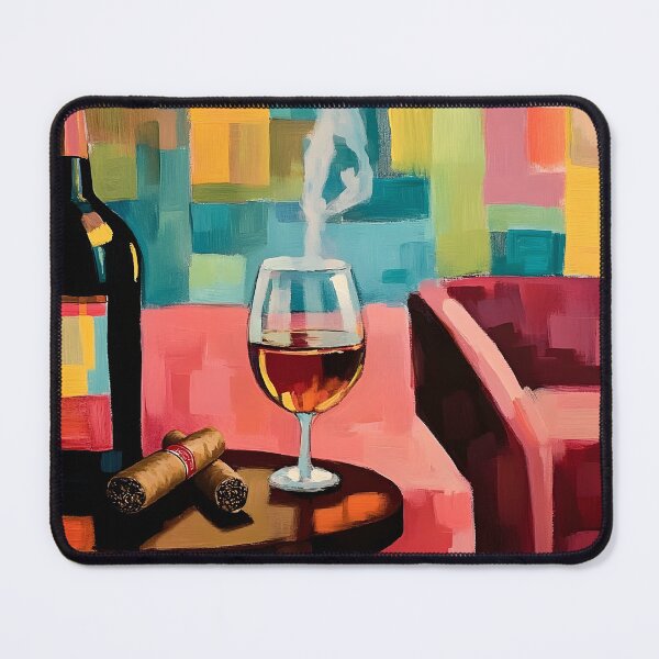 Item preview, Cigar Lounge Retreat - Two Cigars Fine Wine and Bold Contemporary Lounge Ambiance designed and sold by OlfactoART Studio.