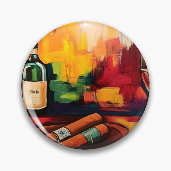 Item preview, Wine and Cigars in Abstract Elegance - Vibrant Bottles Rich Reds and Sophisticated Style designed and sold by OlfactoART Studio.
