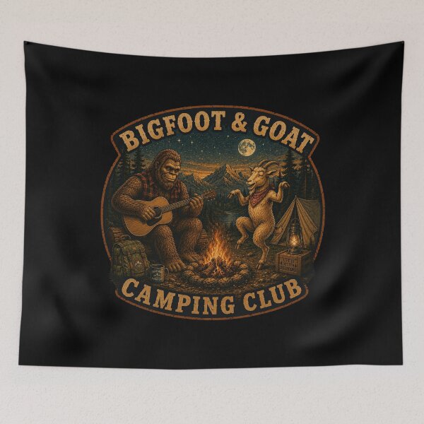 Item preview, Bigfoot & Goat Camping Club – Campfire Jam designed and sold by NicheBloom.