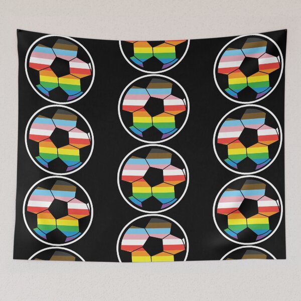 Item preview, Pride Month rainbow LGBTQIA colorful progess flag rainbow soccer ball  designed and sold by Jdawnink.