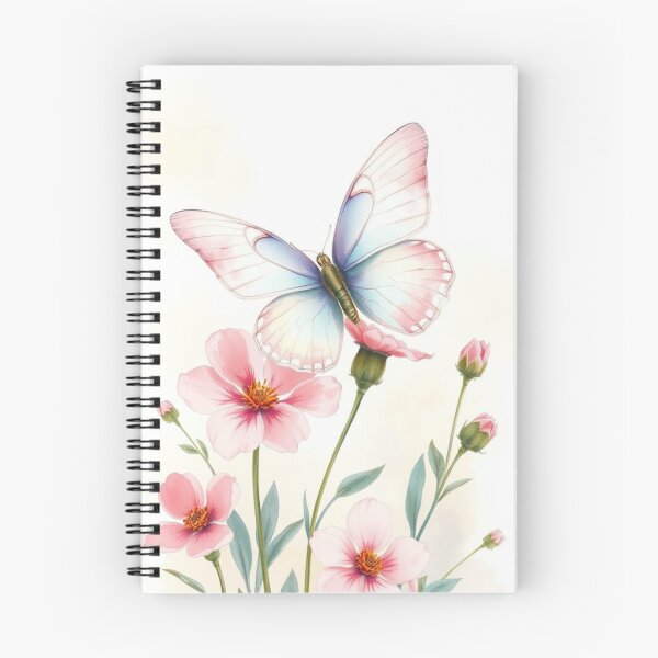 Item preview, Vibrant Pastel Butterfly on Pink Wildflowers Art designed and sold by Vida e Arte.
