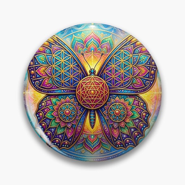 Item preview, Sacred Mandala Butterfly with Flower of Life Spiritual Art designed and sold by Good Vibes .