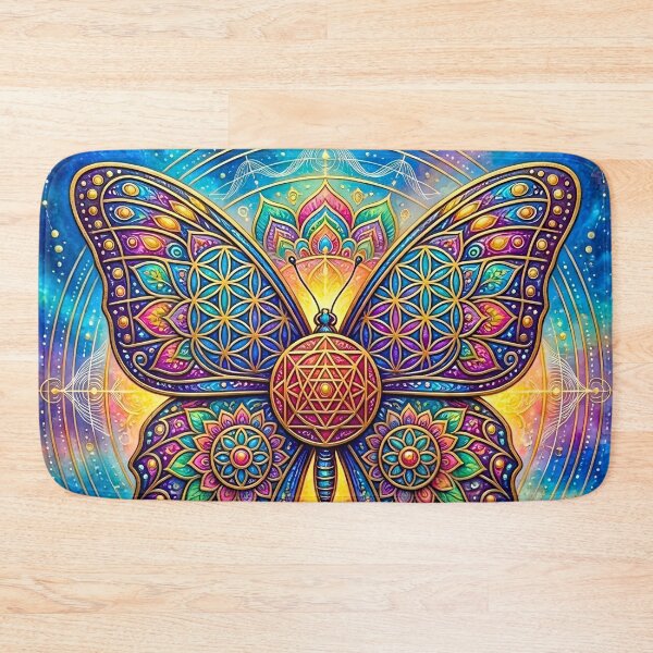 Item preview, Sacred Mandala Butterfly with Flower of Life Spiritual Art designed and sold by Good Vibes .