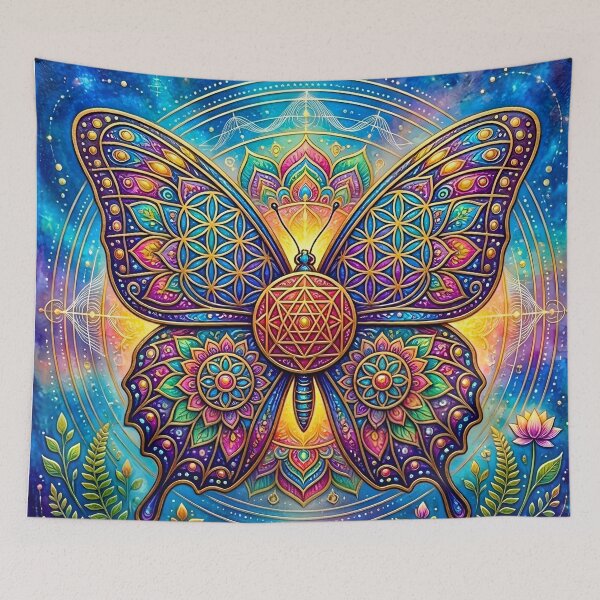 Item preview, Sacred Mandala Butterfly with Flower of Life Spiritual Art designed and sold by Good Vibes .