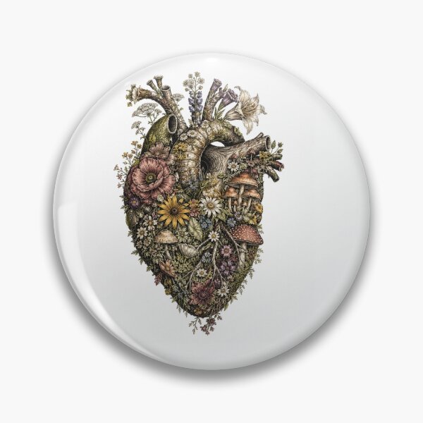 Item preview, Wildflower Anatomical Heart Vintage Botanical Mushroom Engraving designed and sold by Prints-Things.