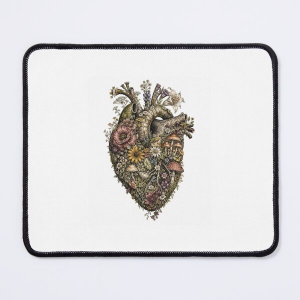 Item preview, Wildflower Anatomical Heart Vintage Botanical Mushroom Engraving designed and sold by Prints-Things.