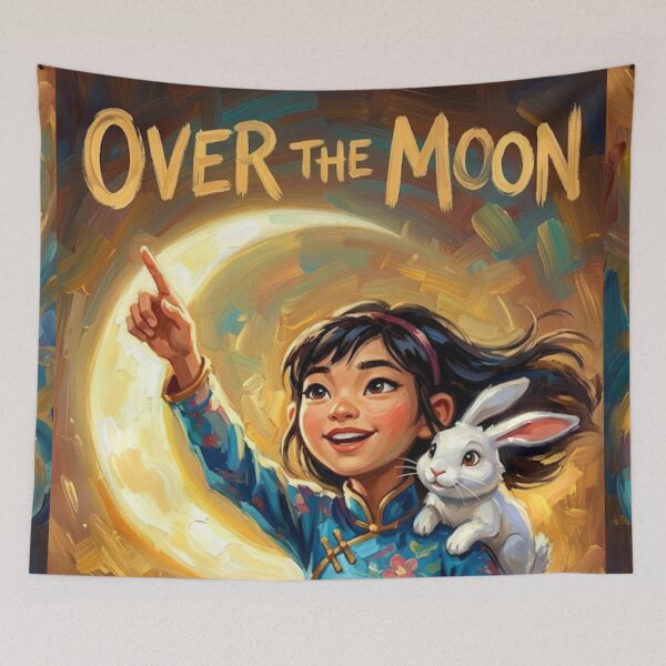 Item preview, Over the Moon Poster – Celestial Animated Fantasy Art designed and sold by Art's Diner.
