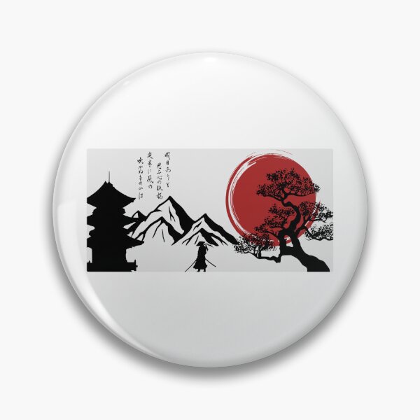 Item preview, Traditional Japanese Samurai & Pagoda Landscape Graphic designed and sold by RickTShop.