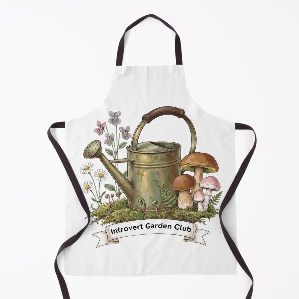 Item preview, Introvert Garden Club - Whimsical Watering Can & Mushrooms designed and sold by KMKreatives.