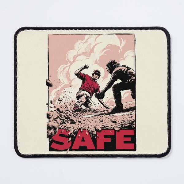 Item preview, Safe At Home - Vintage Baseball Linocut Art Poster designed and sold by DuckOddity.