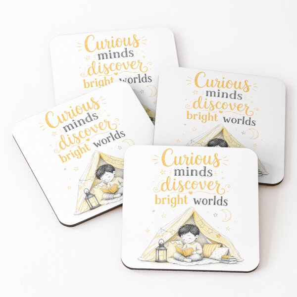 Item preview, Curious Minds Discover Bright Worlds Reading Quote | Book Lover Gift for Kids | Literacy & Learning Inspiration designed and sold by LoveNurseries.