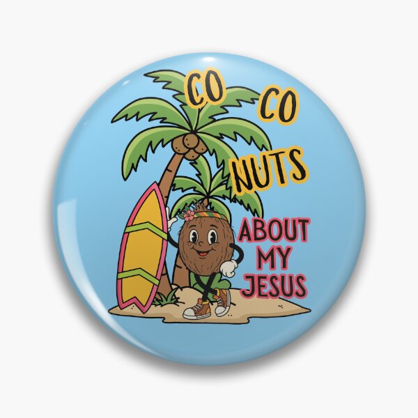 Item preview, Coconuts About My Jesus Tropical Summer Palm Tree Surfer and Surf Board designed and sold by Forevermore.