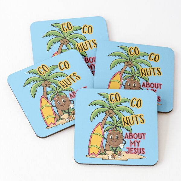 Item preview, Coconuts About My Jesus Tropical Summer Palm Tree Surfer and Surf Board designed and sold by Forevermore.