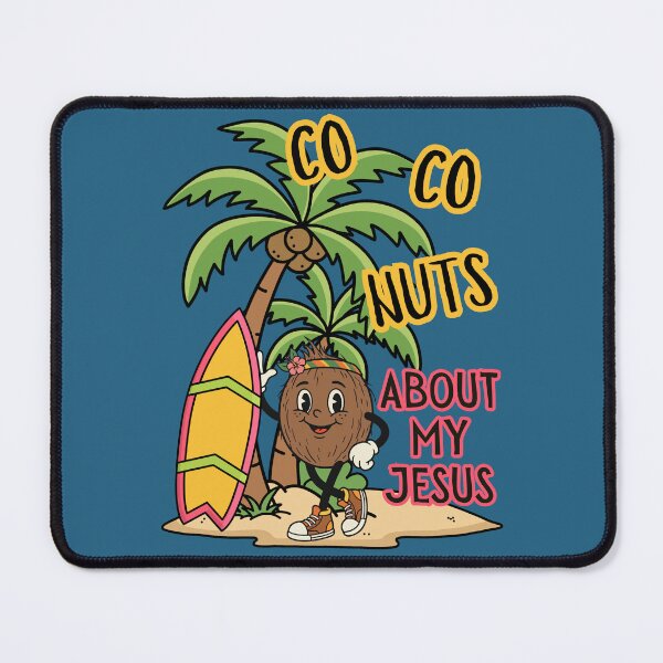 Item preview, Coconuts About My Jesus Tropical Summer Palm Tree Surfer and Surf Board designed and sold by Forevermore.