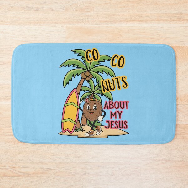 Item preview, Coconuts About My Jesus Tropical Summer Palm Tree Surfer and Surf Board designed and sold by Forevermore.