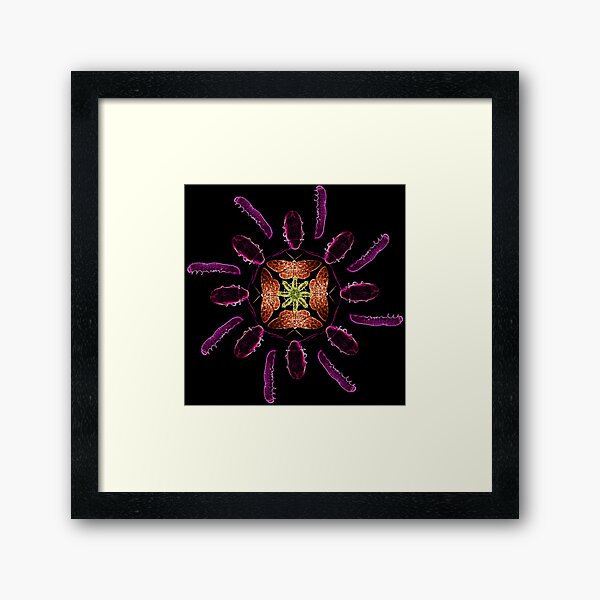 Neon multi bug circle pattern Framed Art Print