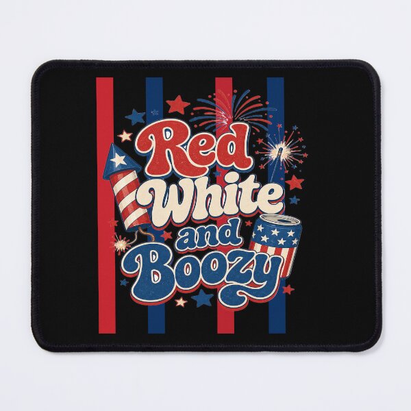 Item preview, Red White and Boozy Funny Retro 4th of July Fireworks Graphic designed and sold by Lozarux.