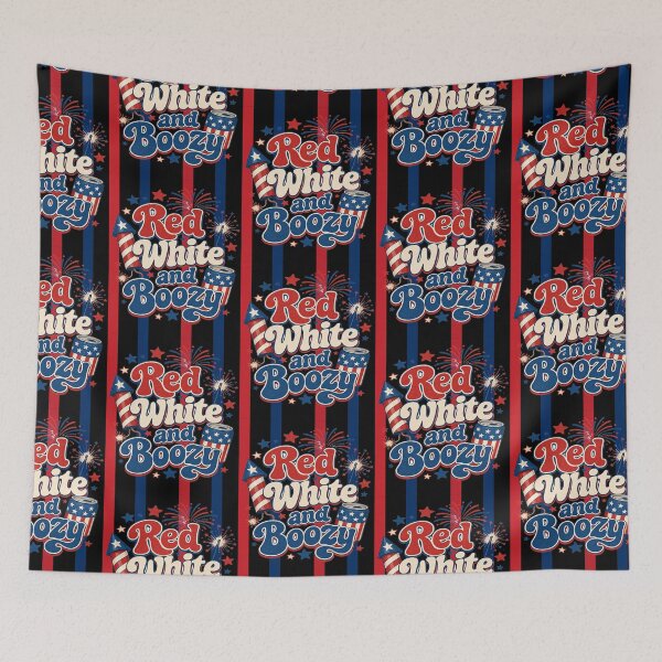 Item preview, Red White and Boozy Funny Retro 4th of July Fireworks Graphic designed and sold by Lozarux.