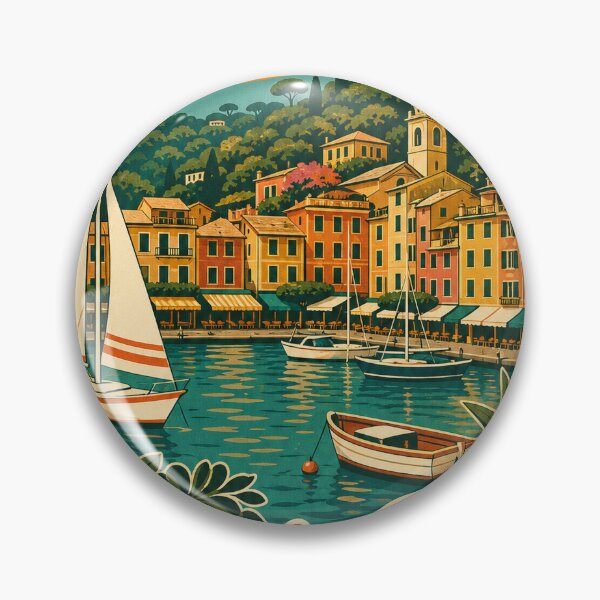 Item preview, Portofino Italy Travel Souvenir - Retro Illustration designed and sold by VisualArtsOasis.