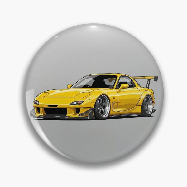 Item preview, Mazda RX-7 FD3S Yellow Widebody Custom Stance JDM Car Illustration Art designed and sold by Motorline44.