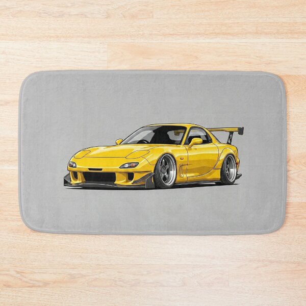 Item preview, Mazda RX-7 FD3S Yellow Widebody Custom Stance JDM Car Illustration Art designed and sold by Motorline44.
