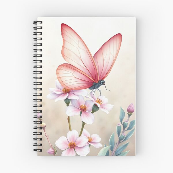 Item preview, Elegant Pink Butterfly on Pastel Blossoms Art designed and sold by Vida e Arte.