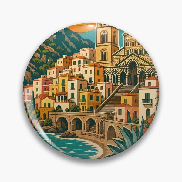 Item preview, Amalfi Italy Travel Souvenir - Retro Illustration designed and sold by VisualArtsOasis.