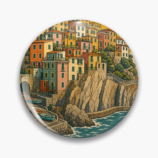 Item preview, Manarola Italy Travel Souvenir - Retro Illustration designed and sold by VisualArtsOasis.