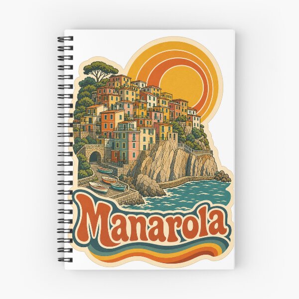 Item preview, Manarola Italy Travel Souvenir - Retro Illustration designed and sold by VisualArtsOasis.