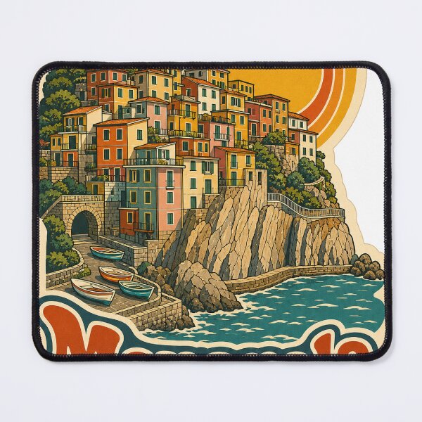 Item preview, Manarola Italy Travel Souvenir - Retro Illustration designed and sold by VisualArtsOasis.
