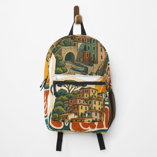 Item preview, Manarola Italy Travel Souvenir - Retro Illustration designed and sold by VisualArtsOasis.