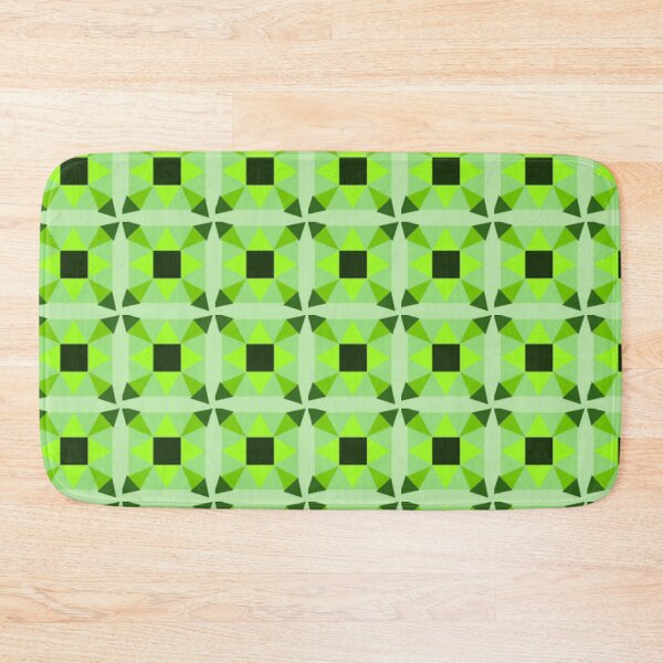 Item preview, A pattern with a dark square, with bright green tringles around the square, and then more squares whith differnt green.  designed and sold by FunnyPoem.
