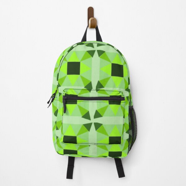 Item preview, A pattern with a dark square, with bright green tringles around the square, and then more squares whith differnt green. designed and sold by FunnyPoem.