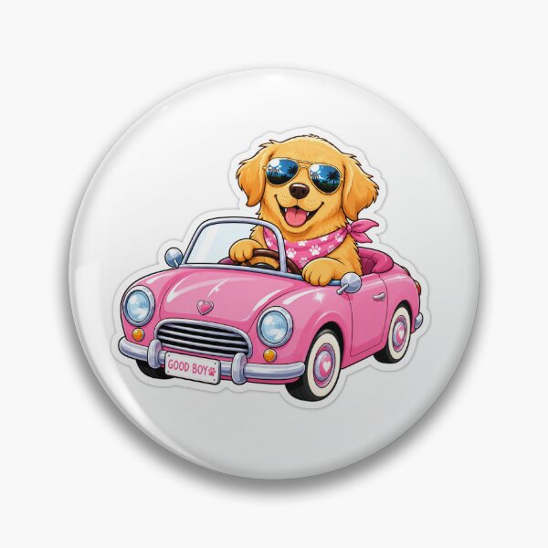 Item preview, Cute Golden Retriever Aviator Sunglasses Retro Pink Convertible designed and sold by Prints-Things.