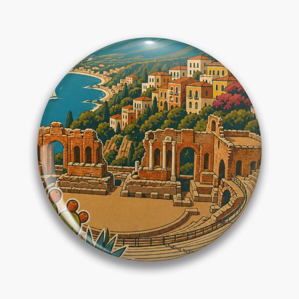 Item preview, Taormina Italy Travel Souvenir - Retro Illustration designed and sold by VisualArtsOasis.