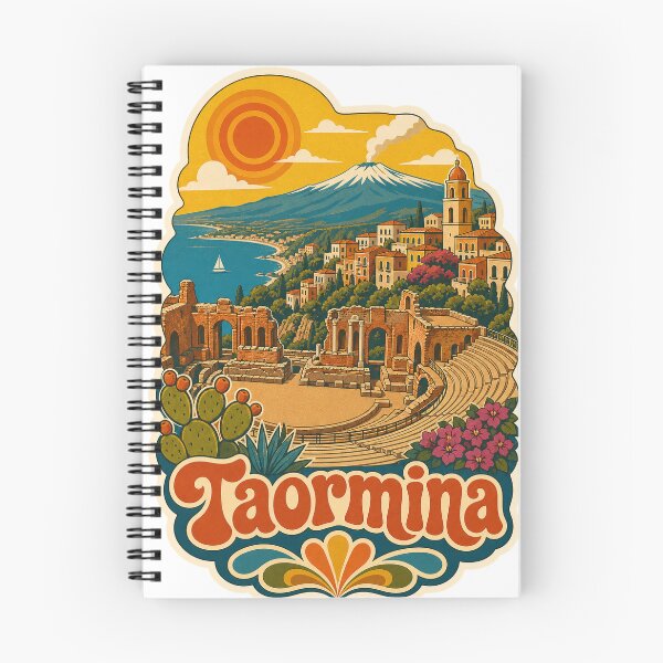 Item preview, Taormina Italy Travel Souvenir - Retro Illustration designed and sold by VisualArtsOasis.