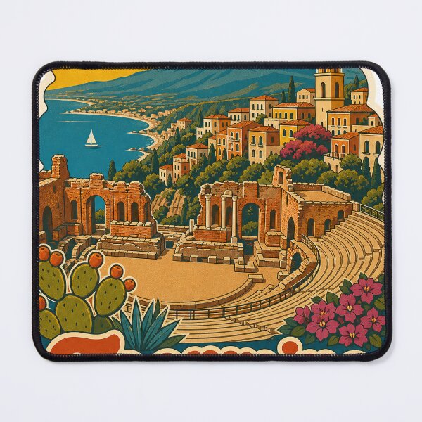 Item preview, Taormina Italy Travel Souvenir - Retro Illustration designed and sold by VisualArtsOasis.