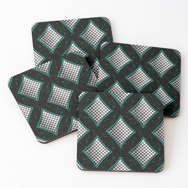 Item preview, Teal Black and White Checkered Diamonds  designed and sold by 2MomsKrafts.