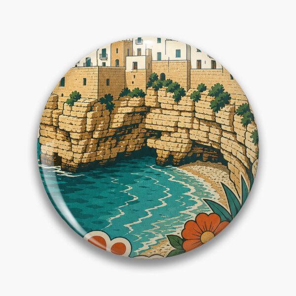 Item preview, Polignano Italy Travel Souvenir - Retro Illustration designed and sold by VisualArtsOasis.