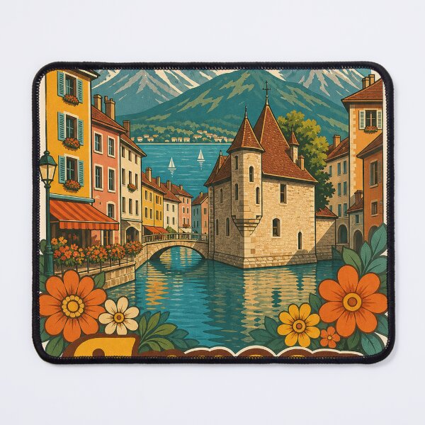 Item preview, Annecy France Travel Souvenir - Retro Illustration designed and sold by VisualArtsOasis.