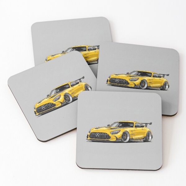 Item preview, Mercedes-Benz AMG GT Yellow Custom Black Series Stance Car Illustration Art designed and sold by Motorline44.