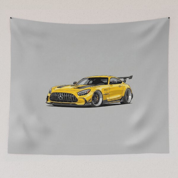 Item preview, Mercedes-Benz AMG GT Yellow Custom Black Series Stance Car Illustration Art designed and sold by Motorline44.