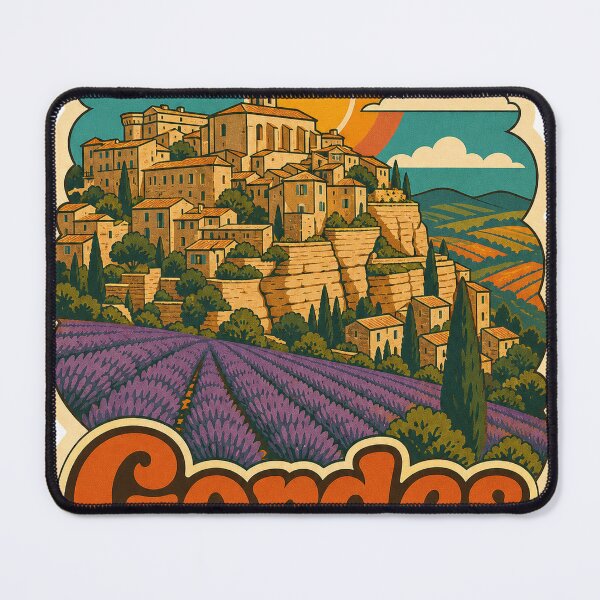 Item preview, Gordes France Travel Souvenir - Retro Illustration designed and sold by VisualArtsOasis.