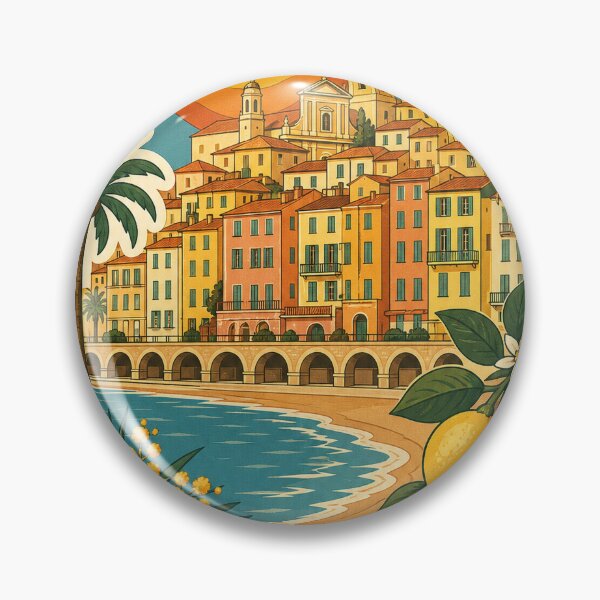 Item preview, Menton France Travel Souvenir - Retro Illustration designed and sold by VisualArtsOasis.