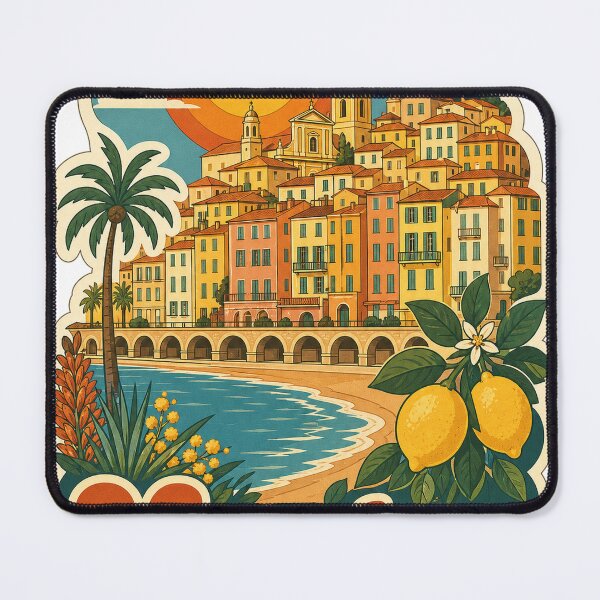 Item preview, Menton France Travel Souvenir - Retro Illustration designed and sold by VisualArtsOasis.