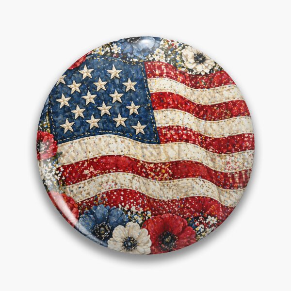 Item preview, Americana Quilt Floral American Flag Patchwork Art designed and sold by LiveLearnCreate.