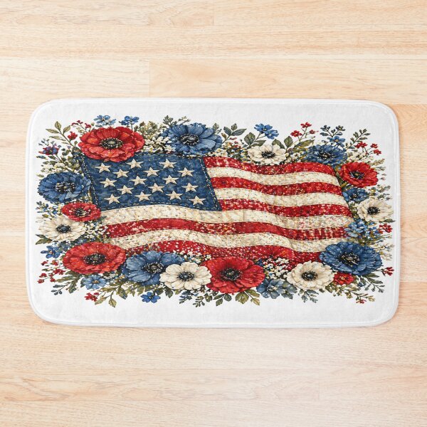 Item preview, Americana Quilt Floral American Flag Patchwork Art designed and sold by LiveLearnCreate.